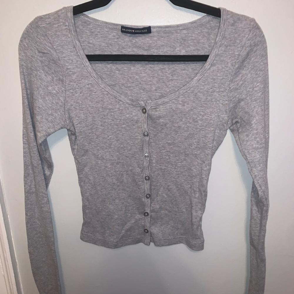 Gray Long sleeve button up brandy melville shirt